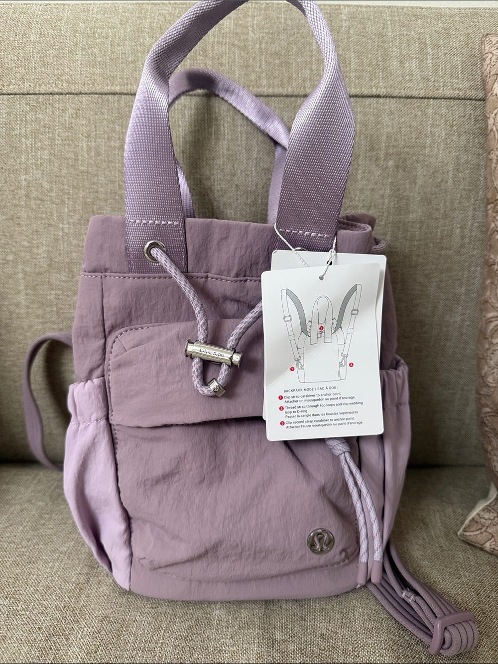 lululemon athletica convertible drawstring bucket bag mini - Lavender MSRP $98